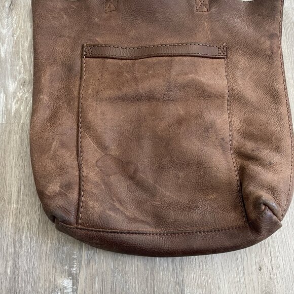 Lucky Brand Leather Distressed Tote Hobo Shoulder Bag Y2K Boho - Picture 11 of 16